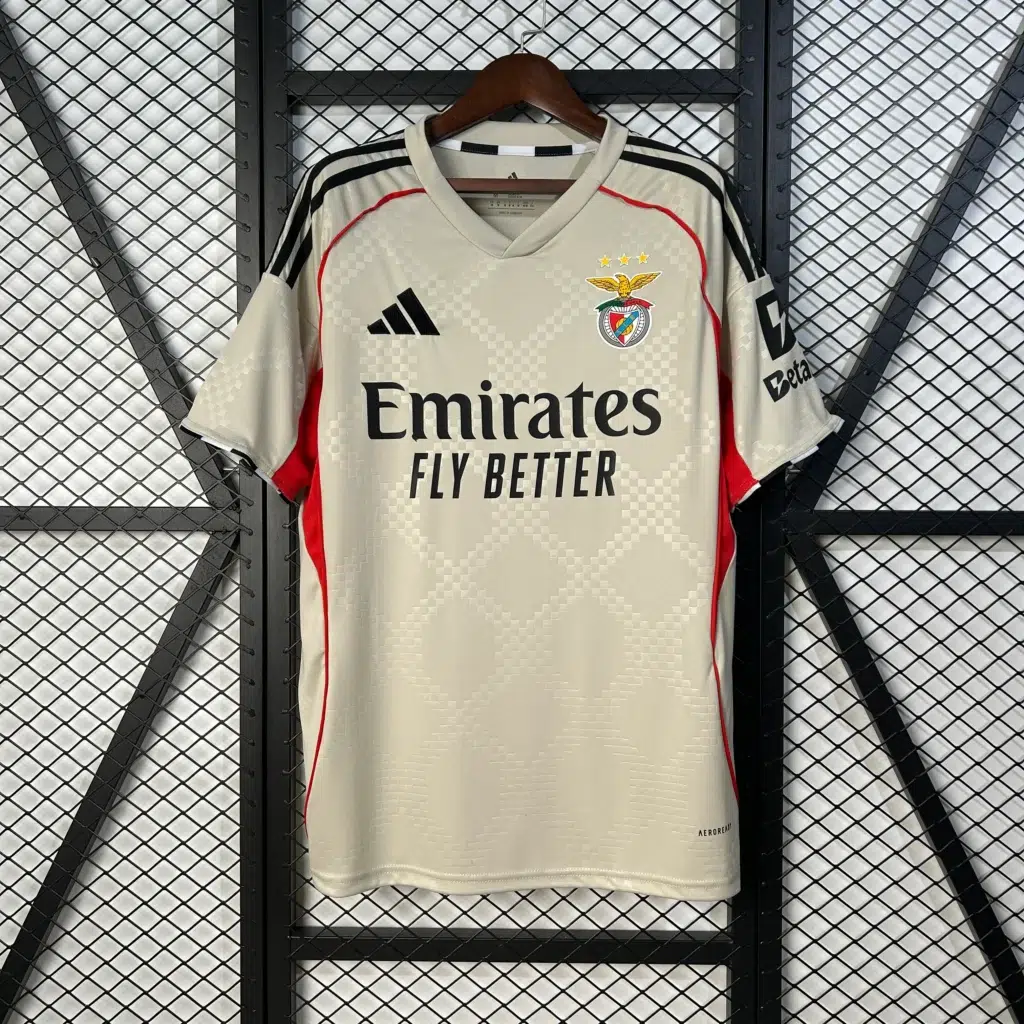 Camiseta Benfica beige 2025-2026 segunda equipación versión fan