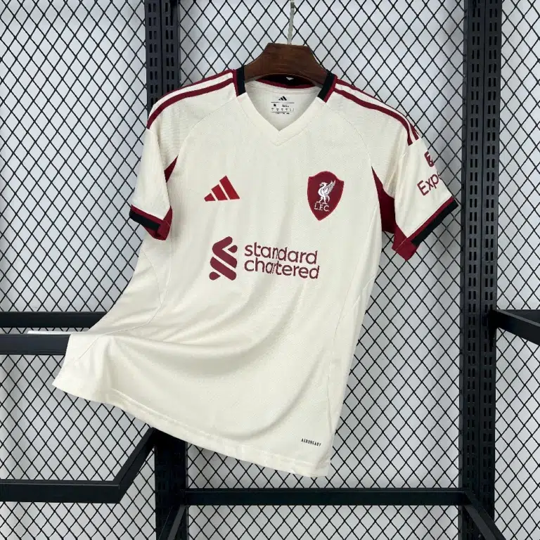 Camiseta Liverpool blanca 2025-2026 segunda equipación versión fan
