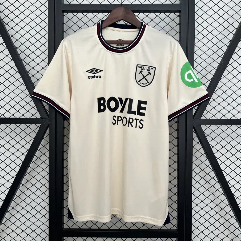 Camiseta beige West Ham 2025-2026 segunda equipación versión fan