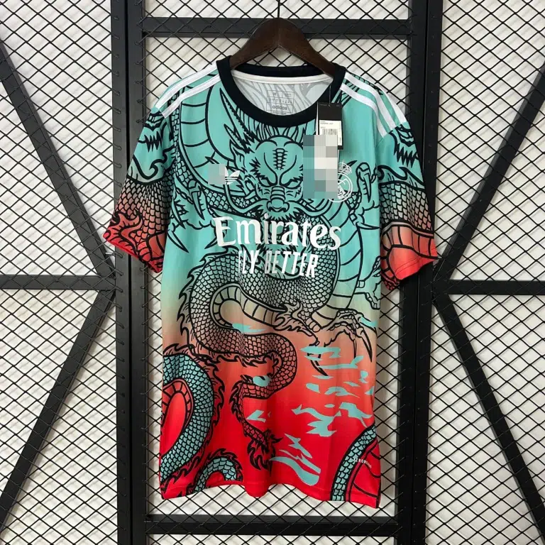 Camiseta dragon Real Madrid celeste/rojo 2024-2025 edición especial versión fan