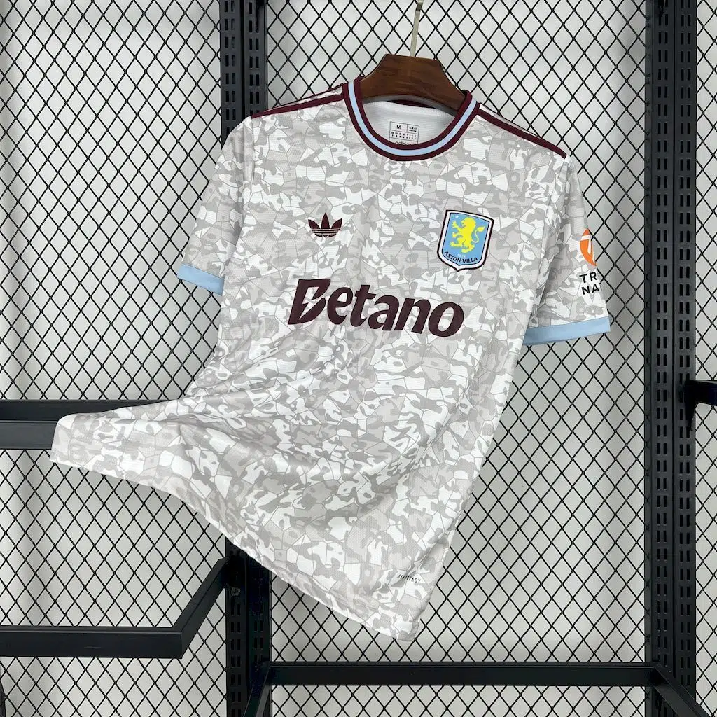 Camiseta gris Aston Villa 2025-2026 tercera equipación versión fan