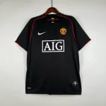 Camiseta retro Manchester United negra 2007-2008 segunda equipación