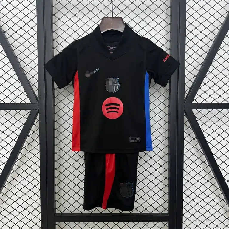 Conjunto FC Barcelona niño Spotify 2024-2025 negro segunda equipación