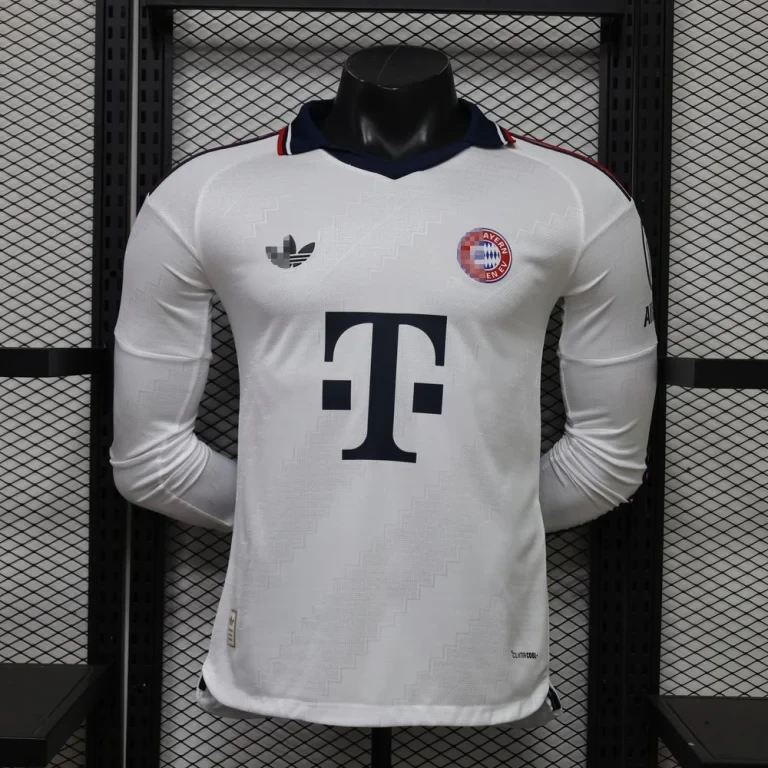 Camiseta Bayern Munich blanca 2026-2027 Manga Larga segunda equipacion versión jugador