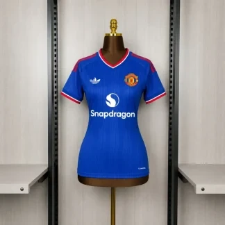 Camiseta mujer Manchester United 2026-2027 Azul Segunda Equipación Versión Fan