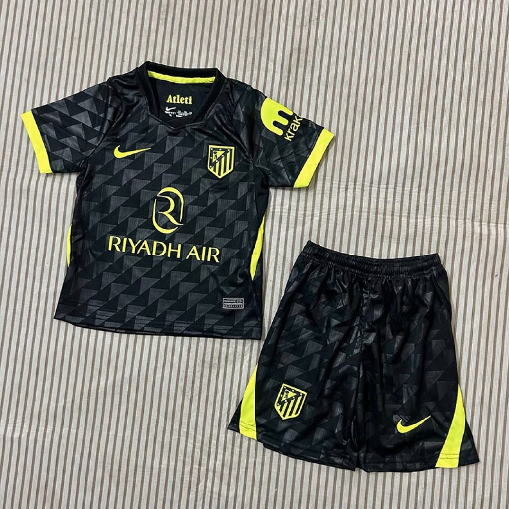 Conjunto Niño Atlético Madrid 2026-2027 Negro Segunda Equipacion