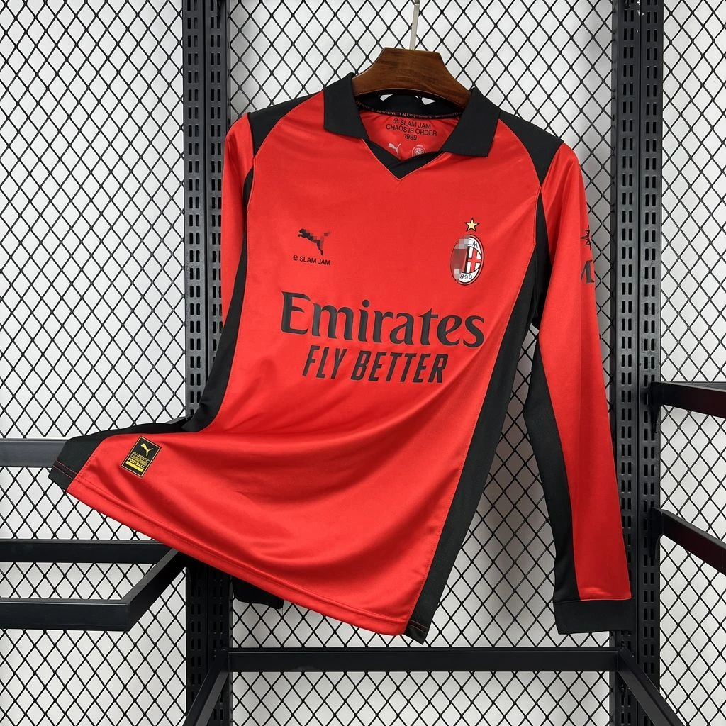 Camiseta AC Milan Naranja 2026-2027 Manga Larga Tercera Equipacion versión fan