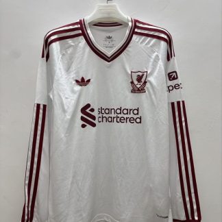 Camiseta Manga Larga Liverpool Blanca 2026-2027 Segunda Equipacion Versión Fan