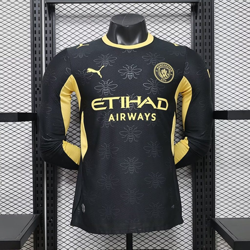 Camiseta Manga Larga Manchester City Negra 2026-2027 Segunda Equipacion Versión Jugador