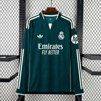 Camiseta manga larga Real Madrid verde 2026-2027 segunda equipacion versión fan
