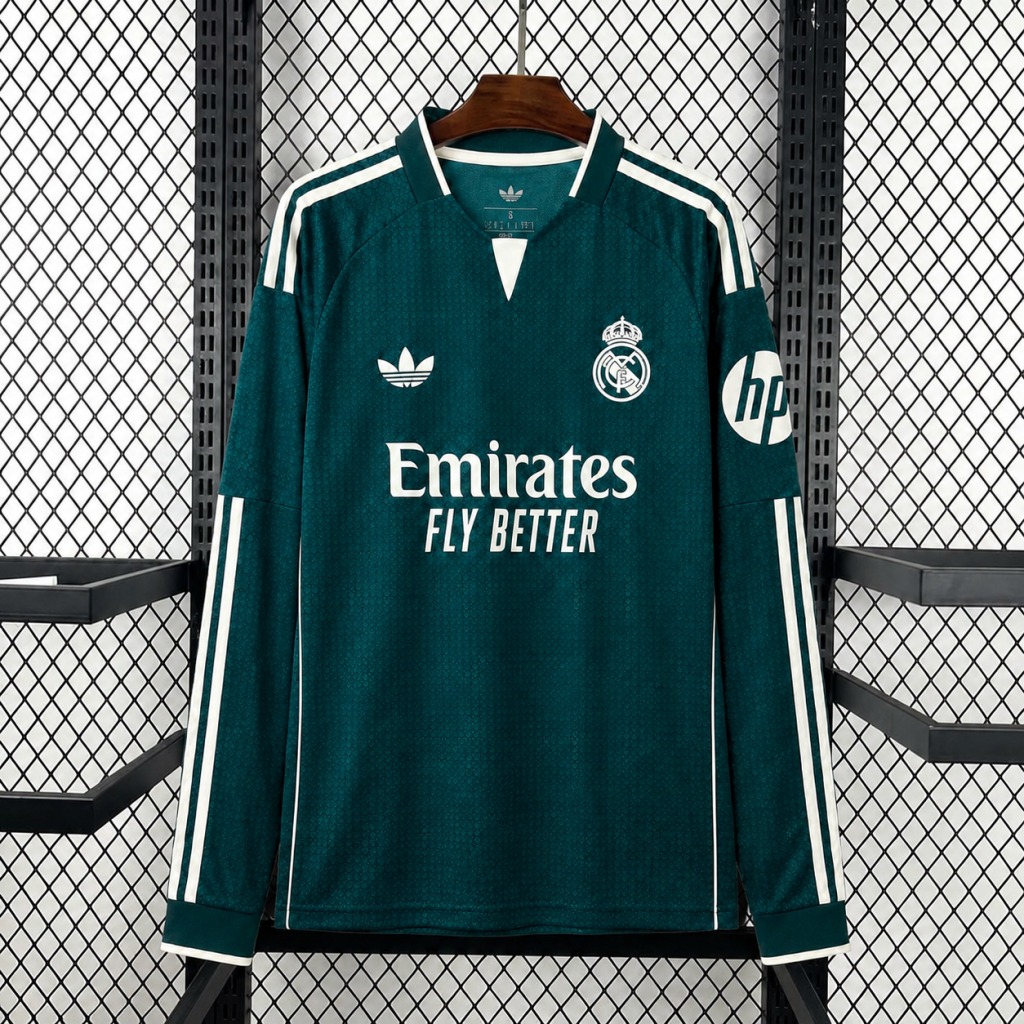 Camiseta manga larga Real Madrid verde 2026-2027 segunda equipacion versión fan