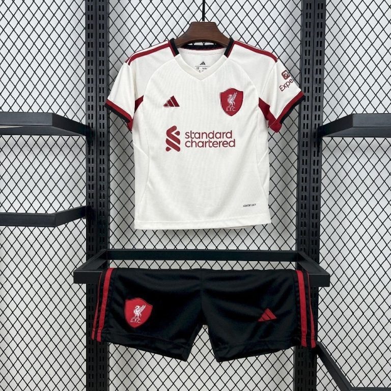 Conjunto Niño Liverpool 2026-2027 Blanco Segunda Equipacion