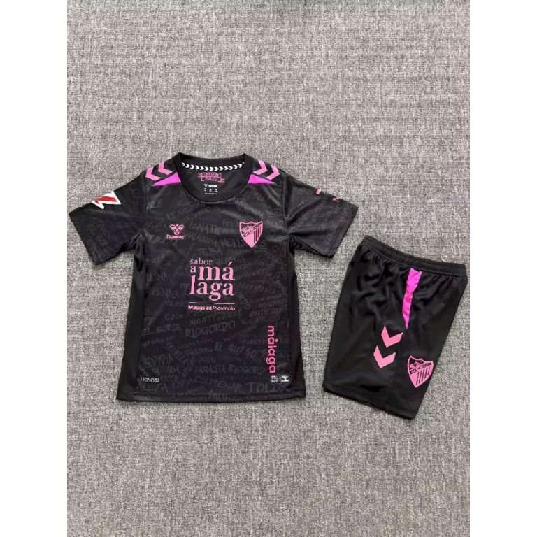 Conjunto niño Malaga CF negro 2026-2027 tercera equipacion