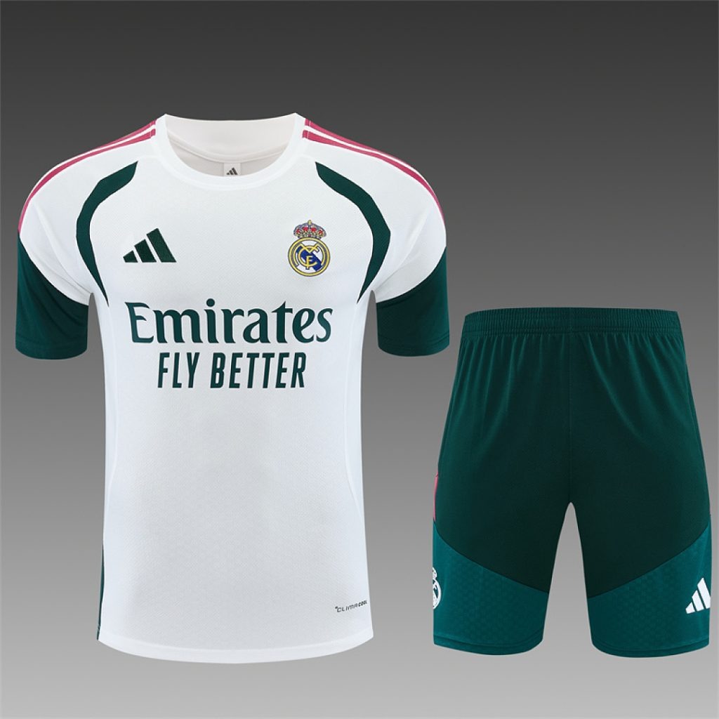 Conjunto entrenamiento Real Madrid 2026-2027 Blanco/Verde edición hombre