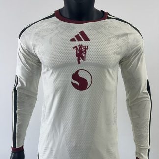 Camiseta Manga Larga Manchester United Blanco 2026-2027 Tercera Equipacion Versión Jugador