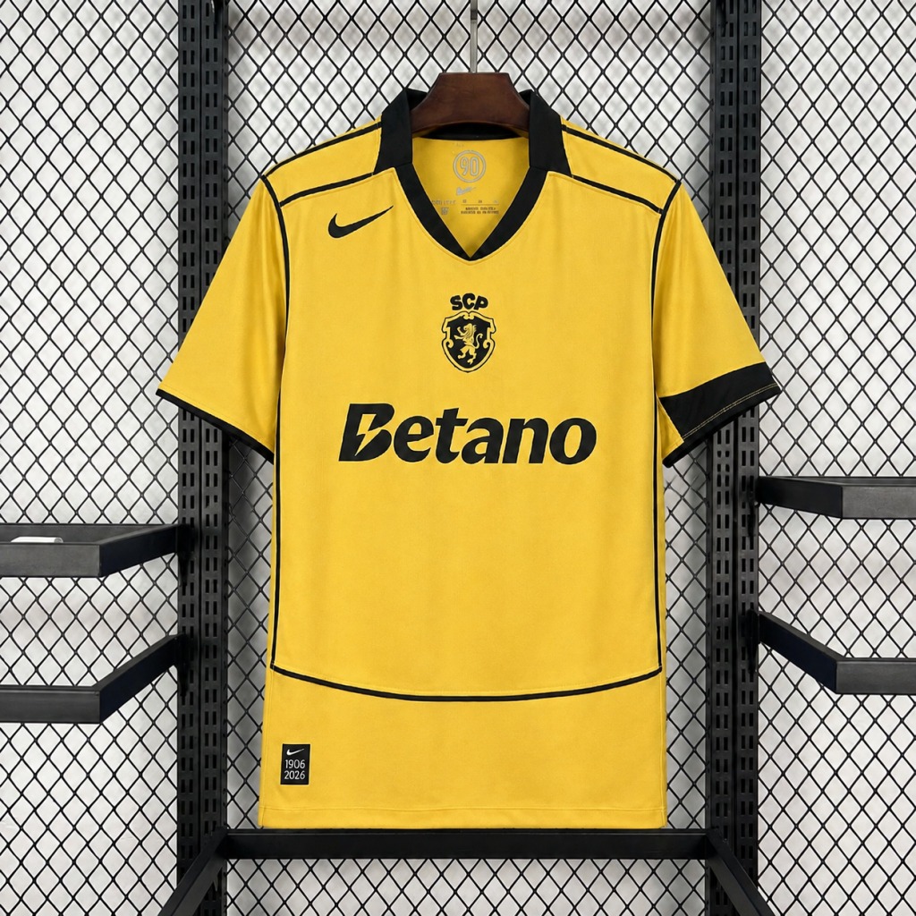 Camiseta dorada Sporting Lisboa 2026-2027 segunda equipacion versión fan